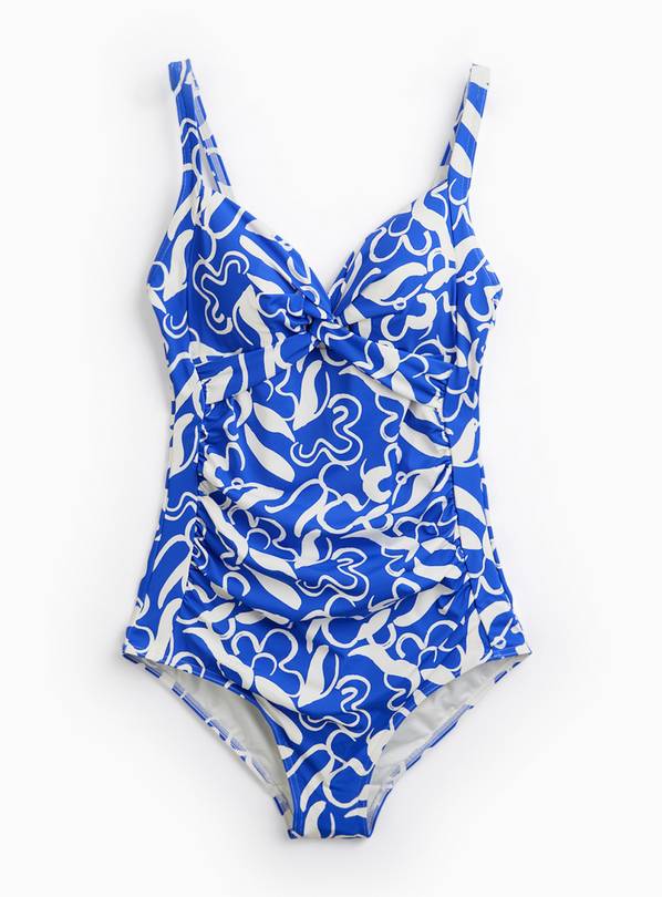 Blue Floral Print Low Leg Swimsuit 22